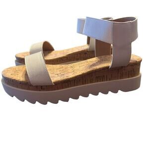 Sun+Stone Sporty Platform Cork Like Wedge Sandals Ankle Strap NEW Size 8